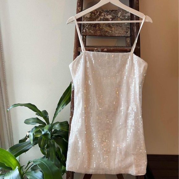 12th Tribe "Emmy" White Sequin Mini Dress - Picture 9 of 10